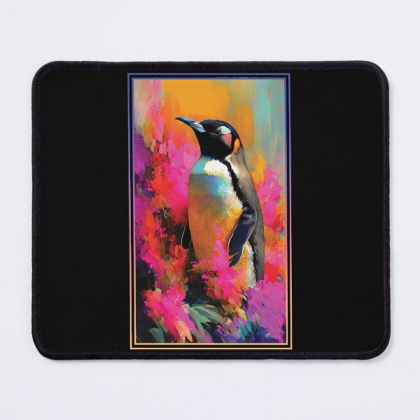 Item preview, Penguin Vibrant Tropical Flower Tall Digital Oil Painting Portrait designed and sold by arthouseflunky.