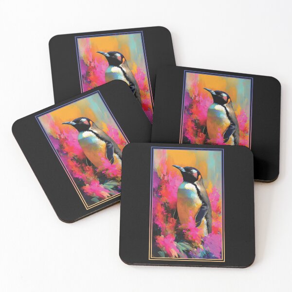 Item preview, Penguin Vibrant Tropical Flower Tall Digital Oil Painting Portrait  designed and sold by arthouseflunky.