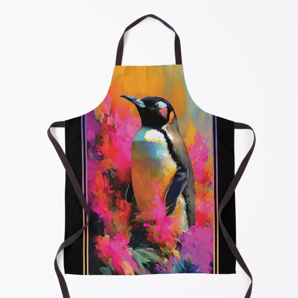Item preview, Penguin Vibrant Tropical Flower Tall Digital Oil Painting Portrait designed and sold by arthouseflunky.