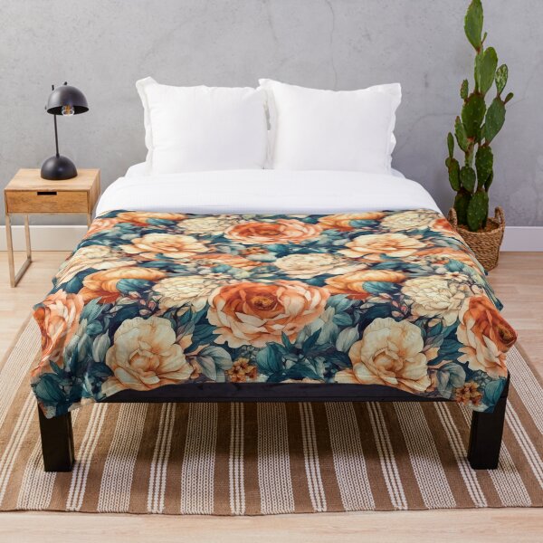 Item preview, Blue and Orange Watercolor Floral designed and sold by DaniGirls.
