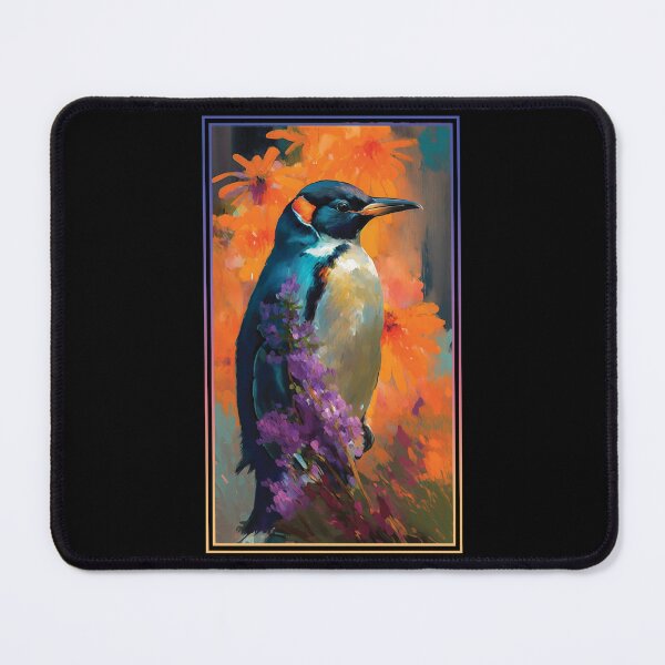 Item preview, Penguin Vibrant Tropical Flower Tall Digital Oil Painting Portrait 2 designed and sold by arthouseflunky.