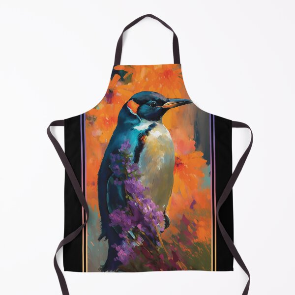 Item preview, Penguin Vibrant Tropical Flower Tall Digital Oil Painting Portrait 2 designed and sold by arthouseflunky.