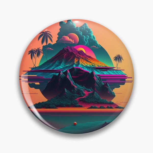 Item preview, Isla de montaña retro futurista designed and sold by AdvancedApe.