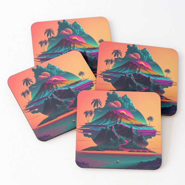 Item preview, Retro Futuristic Mountain Island designed and sold by AdvancedApe.