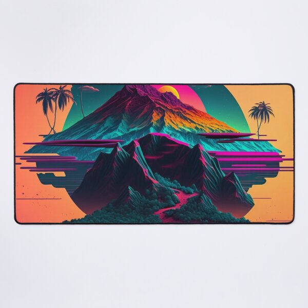 Item preview, Retro Futuristic Mountain Island designed and sold by AdvancedApe.