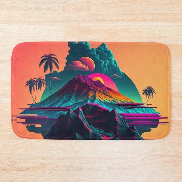 Item preview, Retro Futuristic Mountain Island designed and sold by AdvancedApe.