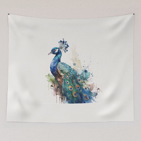 Item preview, Stunning Peacock Watercolour Portrait designed and sold by Adios65.
