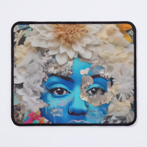 Item preview, Blue Goddess Kali Flower Collage Surreal Art designed and sold by All Souls Dream.