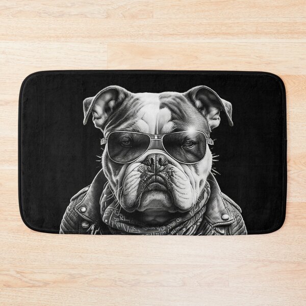 Item preview, Biker Bulldog with sunglasses and leather jacket designed and sold by TylerBurst.