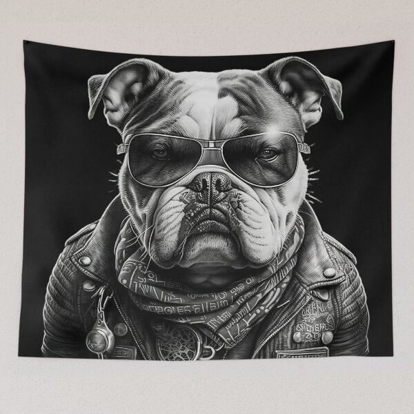Item preview, Biker Bulldog with sunglasses and leather jacket designed and sold by TylerBurst.