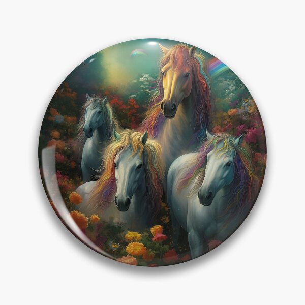 Item preview, White Horses in the Rainbow Meadow designed and sold by Void-Fantasies.