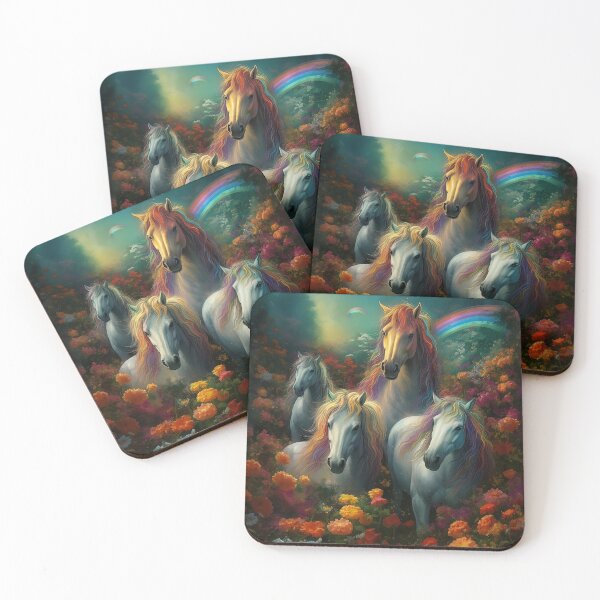 Item preview, White Horses in the Rainbow Meadow designed and sold by Void-Fantasies.