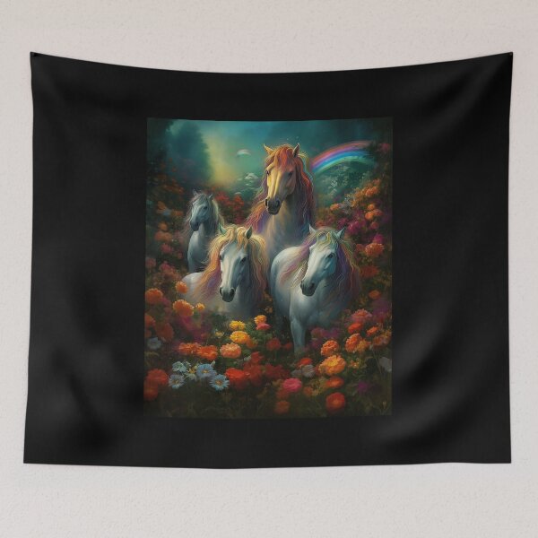 Item preview, White Horses in the Rainbow Meadow designed and sold by Void-Fantasies.