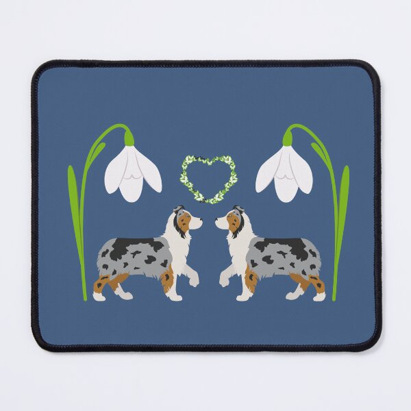 Item preview, Blue Merle Australian Shepherd Dog with Spring Heart and Narcissus White Flower designed and sold by SeasonalDogs.