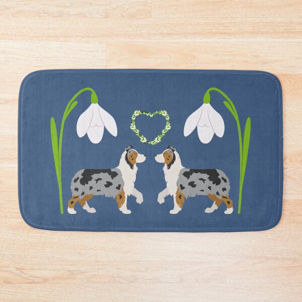 Item preview, Blue Merle Australian Shepherd Dog with Spring Heart and Narcissus White Flower designed and sold by SeasonalDogs.