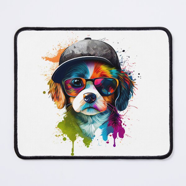 Item preview, Colorful cool Cavalier king charles spaniel dog with sunglasses and cap designed and sold by MLArtifex.