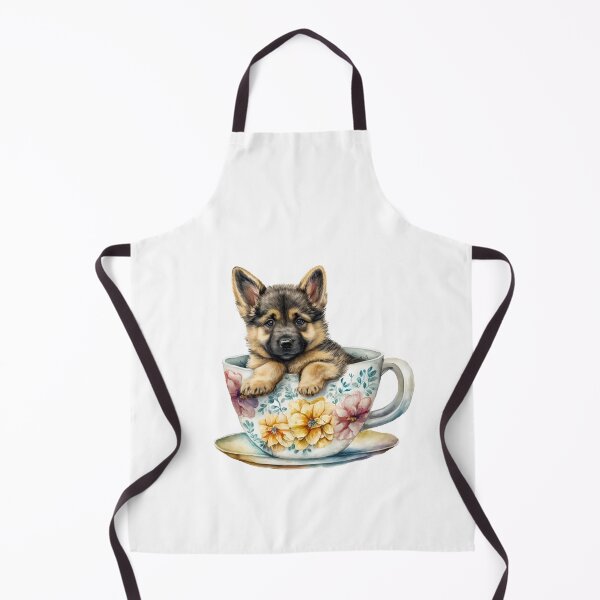 Item preview, German Shepard Puppy in Floral Tea Cup designed and sold by ImaginePrintsHQ.