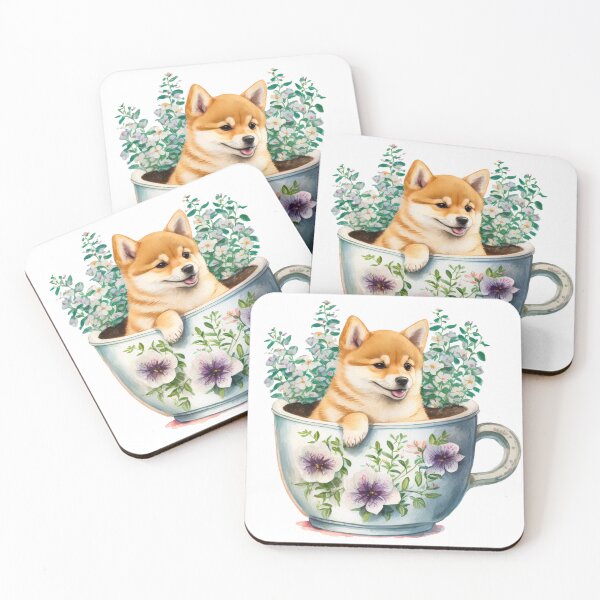 Artikelvorschau, Shiba Inu Welpe in floraler Teetasse entworfen und verkauft von ImaginePrintsHQ.