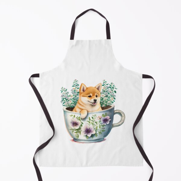 Item preview, Shiba Inu Puppy in Floral Tea Cup designed and sold by ImaginePrintsHQ.