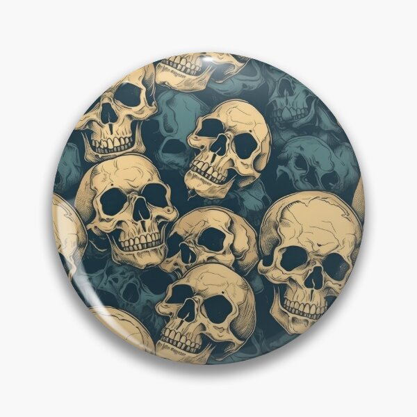 Artikelvorschau, Digitales Muster mit gotischem Totenkopf in Grün und Gold | Ausgefallenes Design | Nahtloser Hintergrund | Einzigartige Kunst entworfen und verkauft von ClericDesign.