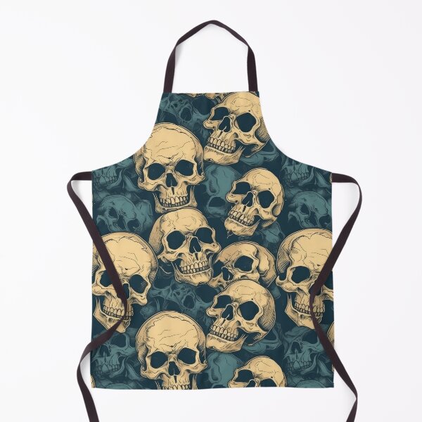 Artikelvorschau, Digitales Muster mit gotischem Totenkopf in Grün und Gold | Ausgefallenes Design | Nahtloser Hintergrund | Einzigartige Kunst entworfen und verkauft von ClericDesign.