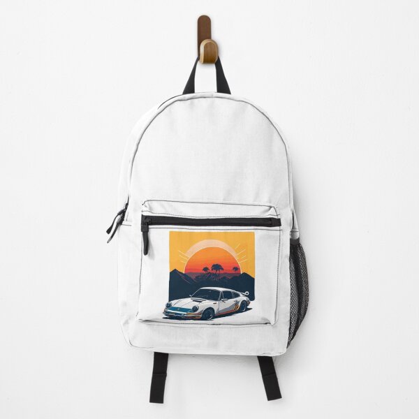 Item preview, white sport car and beautiful retro sunset designed and sold by Edvole.
