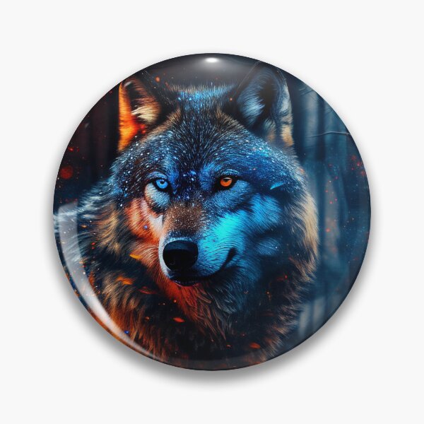 Item preview, Fiery-eyed wolf in forest designed and sold by Krystmiks.