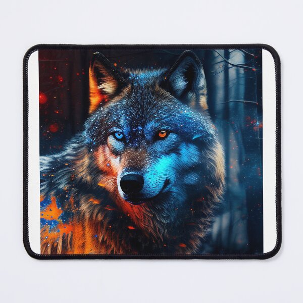 Item preview, Fiery-eyed wolf in forest designed and sold by Krystmiks.