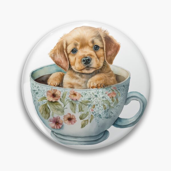 Item preview, Labrador Puppy in Floral Tea Cup designed and sold by ImaginePrintsHQ.