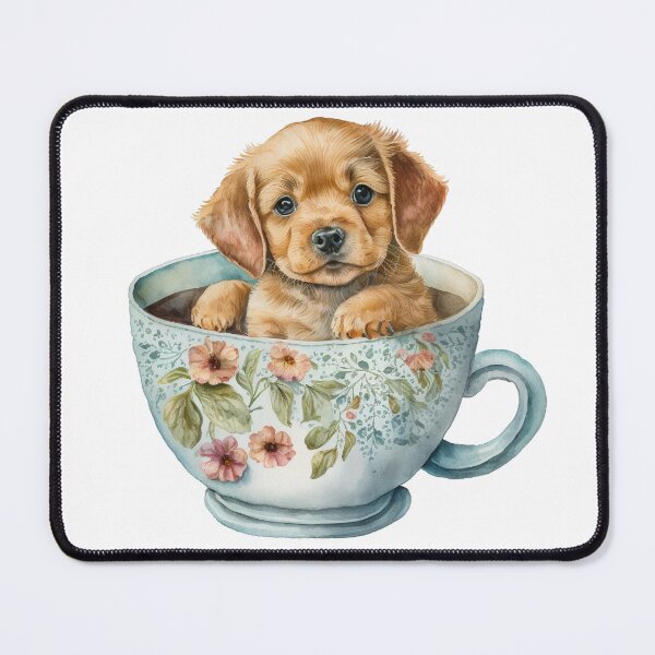 Item preview, Labrador Puppy in Floral Tea Cup designed and sold by ImaginePrintsHQ.