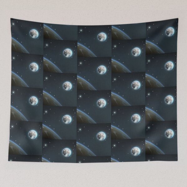 Item preview, Bright Moon Centered with Stars and a View of Earth in the Bottom Left designed and sold by ShardSpace.