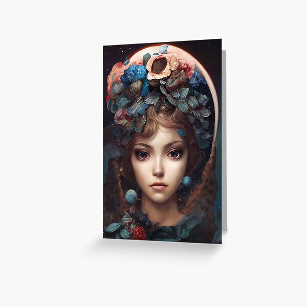 " Artistic Art Painting Girl Portrait." Greeting Card for Sale by SurrealPrint Redbubble