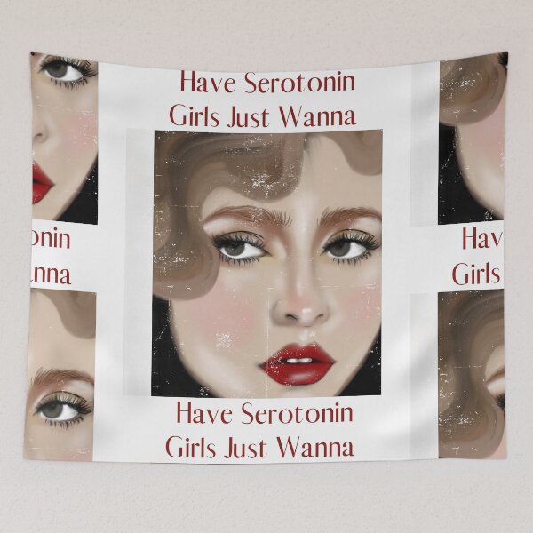 Item preview, girls Just Wanna Have Serotonin |retro pop art  designed and sold by Mused by Melancholy.