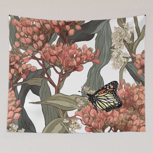 Item preview, Vintage Botanical Illustration of Milkweed Plants and Flowers with Monarch Butterfly designed and sold by crickmonster.