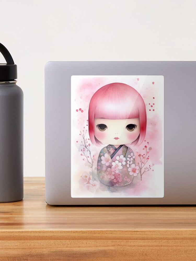 Sticker for Sale avec l'œuvre « Conception mignonne de poupée Kokeshi » de  l'artiste Paul-Rand