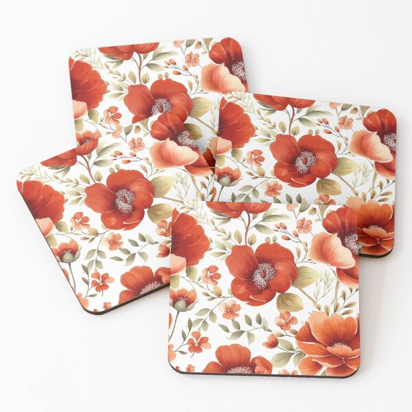 Item preview, Red Watercolor Flowers Seamless Pattern designed and sold by seamlessStuff.