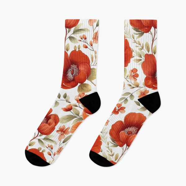 Item preview, Red Watercolor Flowers Seamless Pattern designed and sold by seamlessStuff.