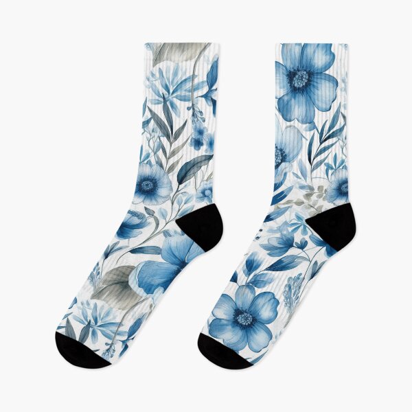 Item preview, Blue Watercolor Flowers Seamless Pattern designed and sold by seamlessStuff.