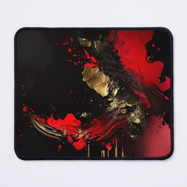 Item preview, Red & Gold Japanese Style Ink Art On A Black Background designed and sold by Quanisverse.