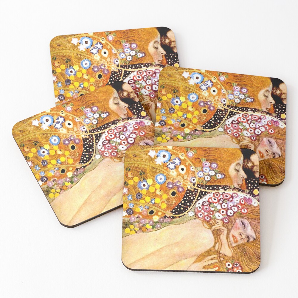 MERMAIDS : Vintage 1899 Klimt Painting Print Coasters (Set of 4)