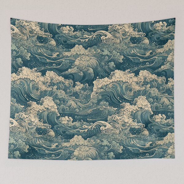 Item preview, Cresting Blue Waves Seamless Pattern designed and sold by seamlessStuff.