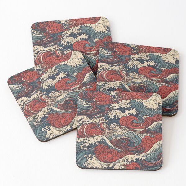 Item preview, Cresting Blue and Red Waves Seamless Pattern designed and sold by seamlessStuff.