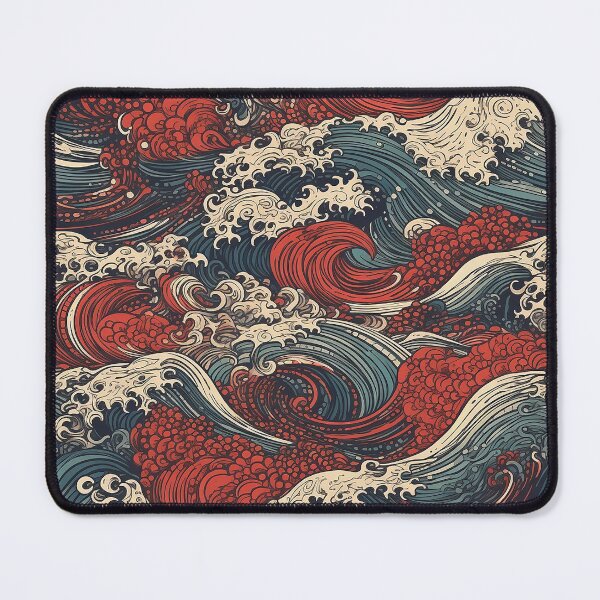 Item preview, Cresting Blue and Red Waves Seamless Pattern designed and sold by seamlessStuff.
