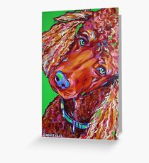 Colorful Fun Brown Poodle- J. Whitsell Art Greeting Card