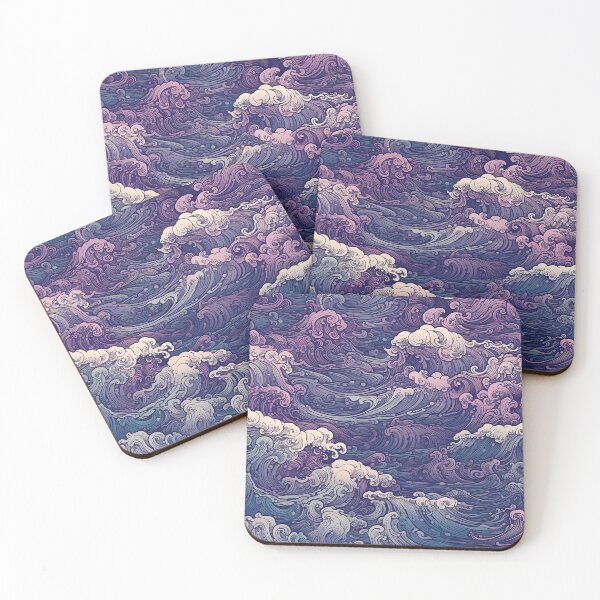 Item preview, Cresting Blue and Purple Waves Seamless Pattern designed and sold by seamlessStuff.