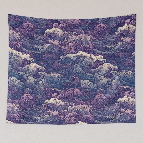 Item preview, Cresting Blue and Purple Waves Seamless Pattern designed and sold by seamlessStuff.