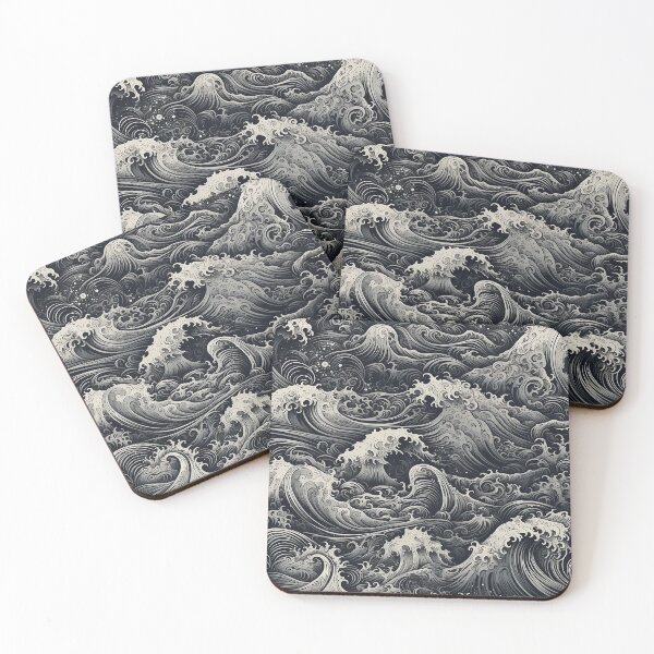 Item preview, Cresting Black Waves Seamless Pattern designed and sold by seamlessStuff.