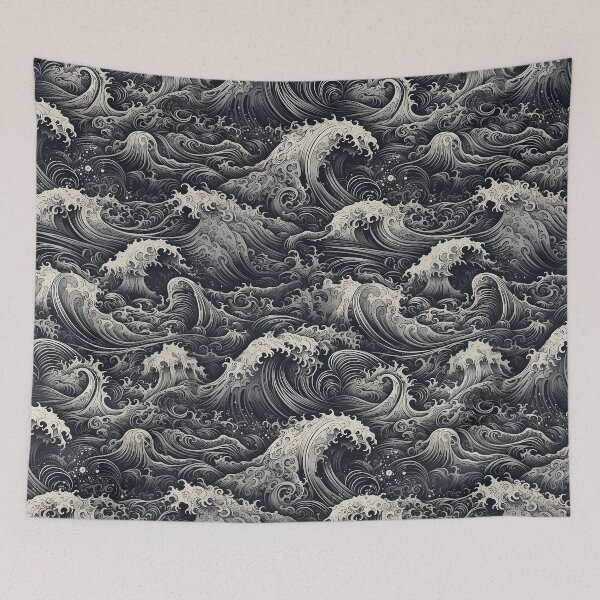 Item preview, Cresting Black Waves Seamless Pattern designed and sold by seamlessStuff.
