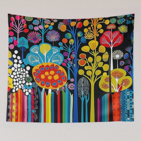 Item preview, Colorful floral pattern wallpaper fabric ornament Spring Cheerful designed and sold by goldufeenstaub.
