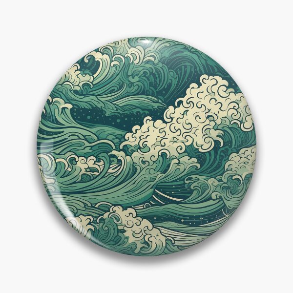 Item preview, Cresting Green Waves Seamless Pattern designed and sold by seamlessStuff.